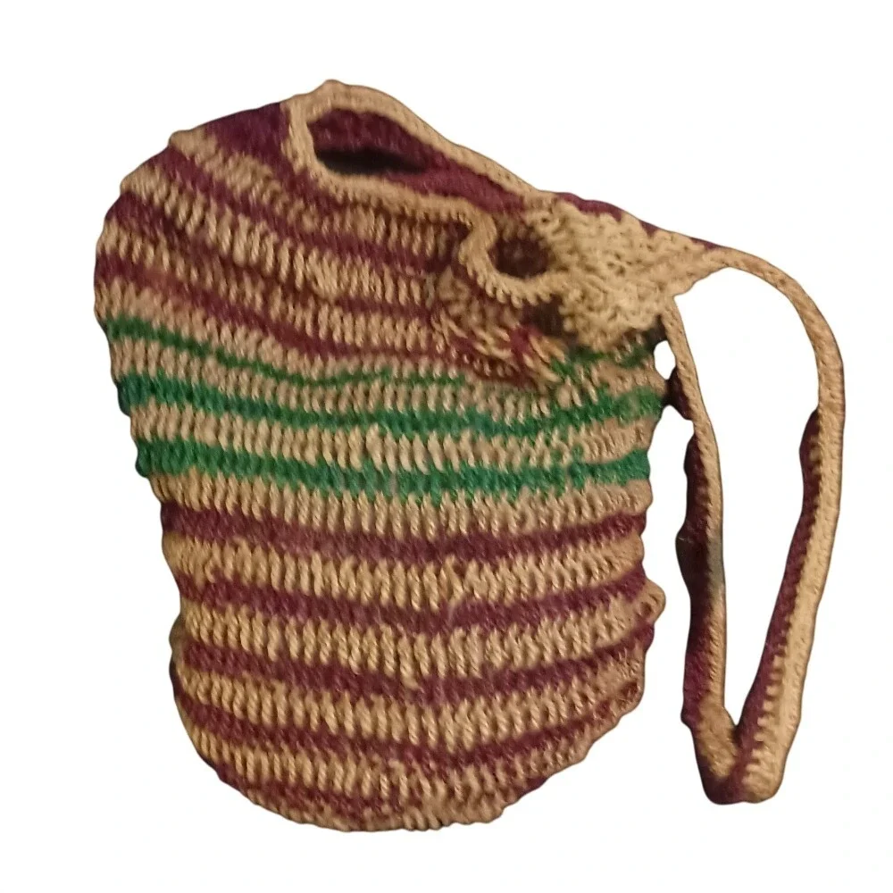 Ghanaian hand-made bag with coiled, weighted base, vintage‎ SKUW462
